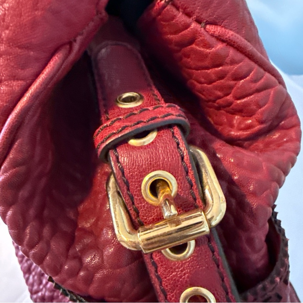 Fendi Red Textured Leather Satchel - Picture 6 of 15